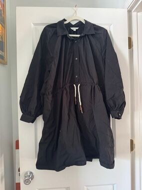 Black Drawstring Waist Shirt Dress